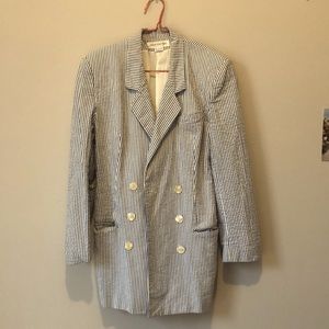 Seersucker double breasted blazer